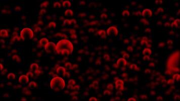 Red color multiple glowing bubble particles moving upwards modern design dark fluid background video