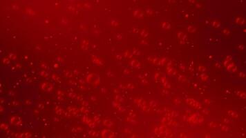 Red color multiple glowing bubble particles moving upwards modern design fluid background video