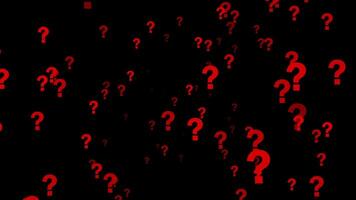 Red color appearing and disappearing glowing 3d question mark design dark background video