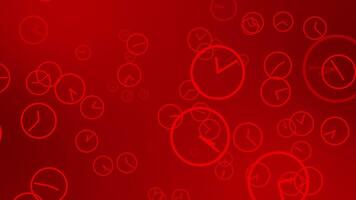 Red color time flow concept multiple clocks modern design time lapse background video