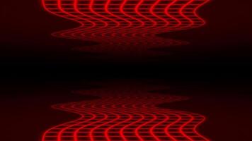 Red color wavy grid lines modern design loop able 3d dark seamless background video