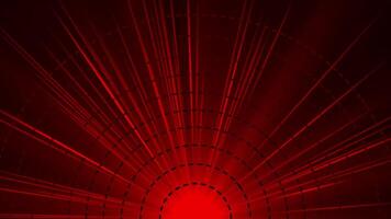Red color rotating optical flair gradient design loop able dark geometrical background video