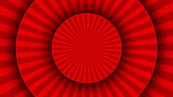 Red retro circle radial rotating ray abstract Loop-able geometrical background for presentation purpose video