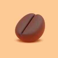 Brown coffee bean with smooth surface and deep cleft on light orange background vector