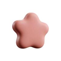 Pink star with rounded edges and soft shadows floating on white background in minimalist design vector