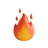 Fire emoji with gradient colors and floating fire drops on white background vector