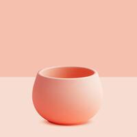 Peach colored pot on peach surface with peach background in minimalist style and studio lighting vector