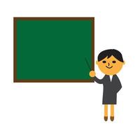Teacher, professor standing in front of blackboard teaching student in classroom at school, college or university. Flat design people characters. vector