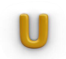 Elegant letter U in luxurious 3D style. Golden decorative model for text vector