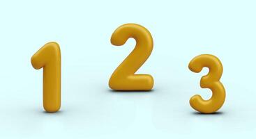 Set of first three numbers. Isolated 3D templates in holiday style vector