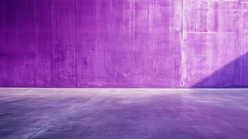 A vibrant purple wall and floor create a stark contrast in texture and tone. The scene is minimalist with a hint of natural light. photo
