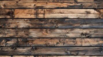 Rustic wooden planks with dark burn marks create a textured and warm background, perfect for designs needing natural elements. photo