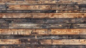 Rustic charm with aged wood planks showing a rich texture of various brown hues, perfect for backgrounds evoking warmth and natural appeal. photo