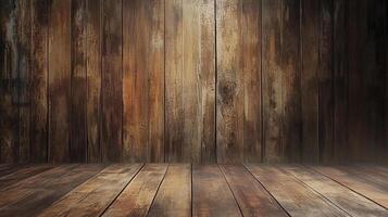 Rustic charm emanates from this weathered wooden floor and wall, creating a warm and inviting backdrop for various purposes. Timeless texture. photo