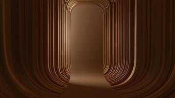 Abstract chocolate tunnel. Seamless pattern of curved lines in a corridor, creating a sense of depth. Monochromatic design element. photo