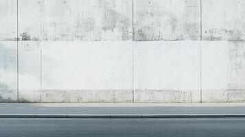 Concrete wall with sidewalk and road creating an urban setting with a minimalist aesthetic, inviting contemplation and artistic expression. photo