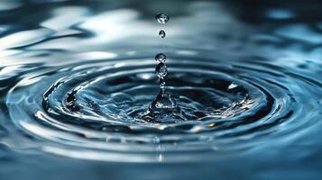 Water droplets colliding and creating ripples, showcasing fluid dynamics and the beauty of liquid interactions in a macro image. photo