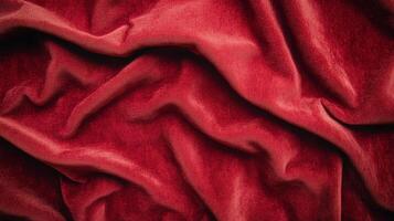 Crimson fabric in soft folds. Textured and luxurious, perfect for adding warmth and depth to designs. A deep red visual feast. photo
