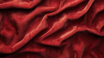 Crimson fabric drapes in soft folds, creating a luxurious texture with its rich color and gentle shadows. A cozy and inviting aesthetic. photo