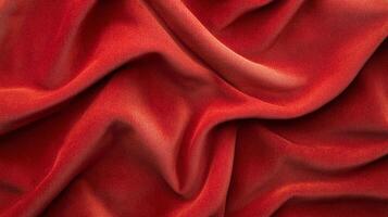 Luxurious red fabric with soft, flowing folds. Rich texture adds depth and warmth, perfect for elegant designs. A tactile and visual delight. photo
