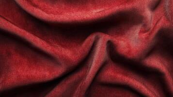 Deep red fabric folds create shadows and light, showcasing texture and movement in this luxurious material for design purposes. photo