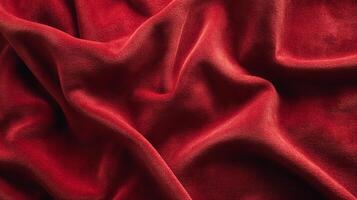 Deep red velvet fabric with luxurious texture, soft folds, and rich color, showcasing elegance and warmth. Perfect for backgrounds and design. photo