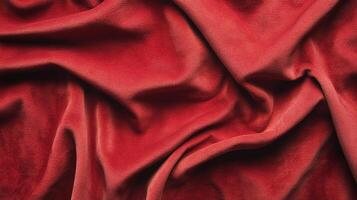 Luxurious red velvet fabric with soft, rippled texture, creating an opulent and inviting background for designs. photo