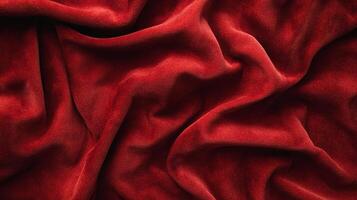Deep red velvet texture with flowing folds and soft light. Luxurious and rich, perfect for backgrounds and designs with a sense of elegance. photo
