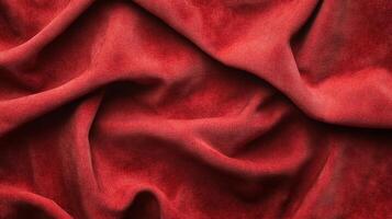 Deep red fabric drapes with elegance. The rich texture and undulating folds create depth and dimension in this luxurious textile design. photo