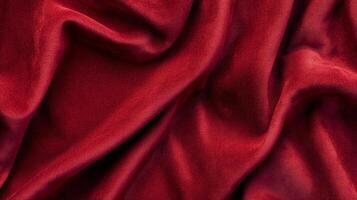 Crimson fabric gracefully drapes and folds, creating a luxurious texture with rich, saturated color and subtle interplay of light and shadow. photo