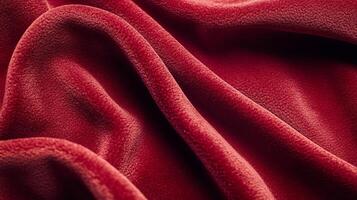 Crimson waves of soft fabric cascade with depth and texture, creating a luxurious and inviting visual experience. Drapery in rich hues. photo