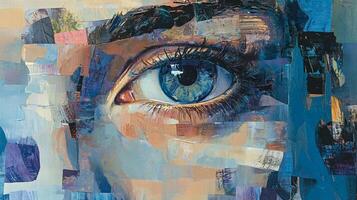 Abstract eye painting with textured brushstrokes, portraying depth and emotion. A captivating blend of color and form. photo