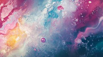 Colorful swirling liquids combine and blend in this abstract image, creating a mesmerizing visual experience. photo