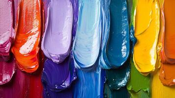 Colorful smears of thick paint create a vibrant and abstract background, perfect for adding a touch of creativity and energy to any project. photo