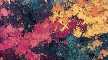 Abstract painting with rich texture and bold colors creating a visually engaging piece of modern art with a unique and vibrant aesthetic. photo