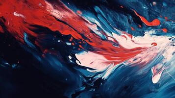 Abstract painting with dynamic interplay of red, white, and blue hues creating a sense of movement and depth. Stunning. photo