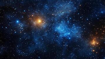 Vast expanse of the cosmos illuminated by distant stars and nebulae, showcasing the beauty and mystery of outer space exploration. photo