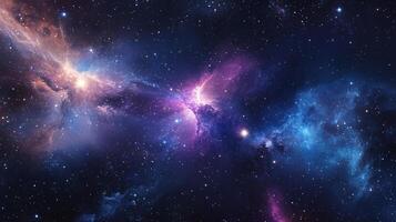 A vibrant, ethereal cloudscape of cosmic dust and bright stars paints a breathtaking picture of the universe's vast, colorful canvas. photo