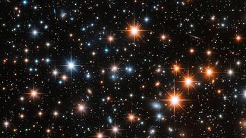 A dazzling display of numerous stars and distant galaxies scattered across the vast expanse of the cosmos, twinkling in the dark. photo