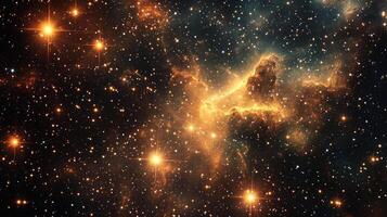 A breathtaking view of a nebula, glowing with cosmic colors and surrounded by distant stars in the vast expanse of space. photo