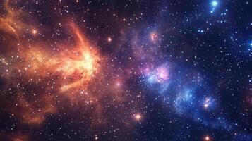 A mesmerizing view of a cosmic nebula with vibrant colors and shimmering stars, revealing the grandeur and beauty of deep space. photo