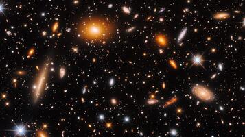 A mesmerizing view into the depths of space showcases a multitude of galaxies, each a unique island universe in the cosmic ocean. photo