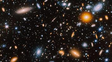 A dazzling field of distant galaxies shimmer across the night sky, illuminating the vastness of space and cosmic wonders beyond our world. photo