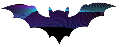 Bat silhouette illustration with flowing lines in purple on a black background showcasing a sleek design vector