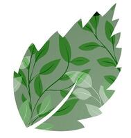 illustration of a green leaf featuring intricate patterns of smaller leaves in a creative design vector