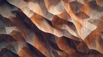 Abstract geometric terrain. Low poly style carving in brown and beige with shadows and textures. Visual pattern and background. photo