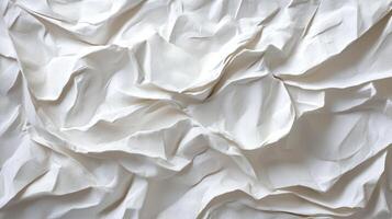 Abstract design of crumpled white textile, light and shadow create depth and texture, for backgrounds and minimalist style art. photo