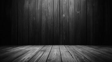 Striking black wood panels form a textured backdrop and flooring, offering a dramatic yet versatile setting for creative projects. photo