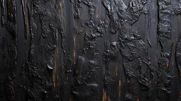 Abstract black texture featuring rough, fluid patterns and subtle golden accents. A dark and striking visual statement. photo