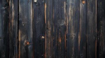 Dark wood grain with texture and patterns, creating an aged and organic feel. Knots and weathering add character to the rustic design. photo